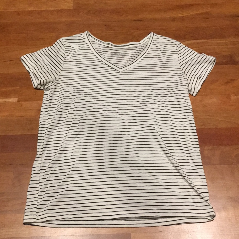 Black and white striped shirt.